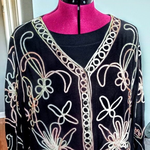 Lauren Michelle Long Cardigan Soutache Ribbon - Picture 2 of 6